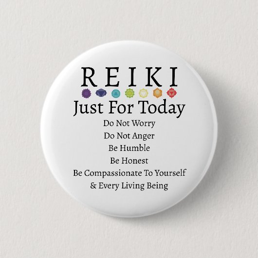 Badge Rond 5 Cm Principes de Reiki Préceptes blanc (Devant)