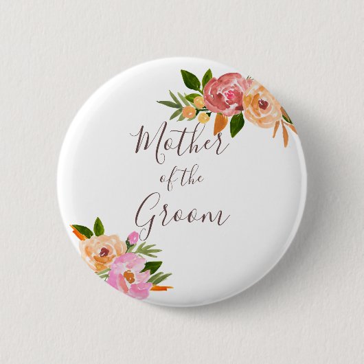 Badge Rond 5 Cm Printemps Fleurs de mariage Mère de la Mariée (Devant)
