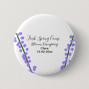 Badge Rond 5 Cm Printemps frais camping fleurs de lavande nom date