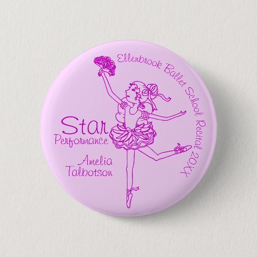 Badge Rond 5 Cm Prix de la ballerine de performance étoile violet  (Devant)