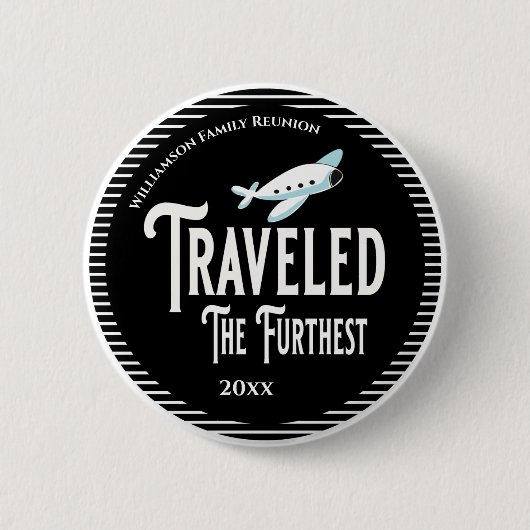 Badge Rond 5 Cm Prix de Réunion Familiale Voyagé Le Plus Furieux (Devant)