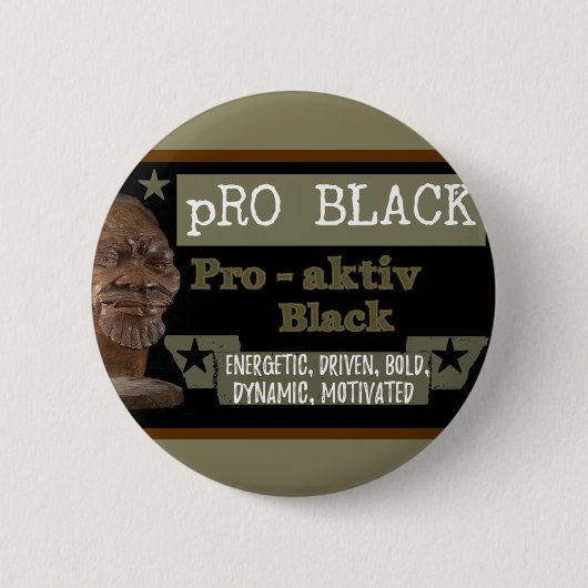 Badge Rond 5 Cm Pro bouton NOIR olive (Devant)