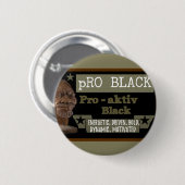 Badge Rond 5 Cm Pro bouton NOIR olive (Devant & derrière)