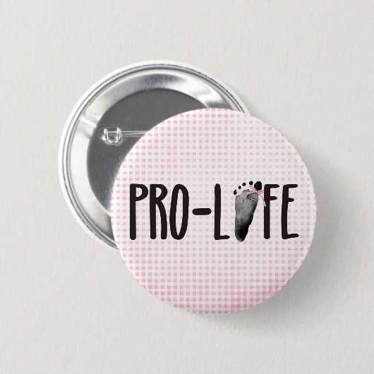 Badge Rond 5 Cm Pro-Life Baby Footprints with Bow (Devant & derrière)