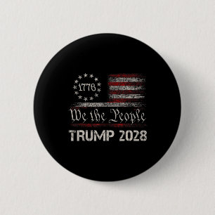 Badge Rond 5 Cm Pro Trump 2028 Président America Us Drapeau Retro 