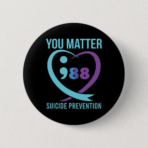 Badge Rond 5 Cm Problème du coeur 988 Sensibilisation à la prévent