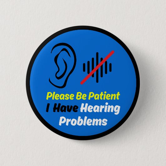 Badge Rond 5 Cm Problèmes auditifs Design bleu (Devant)