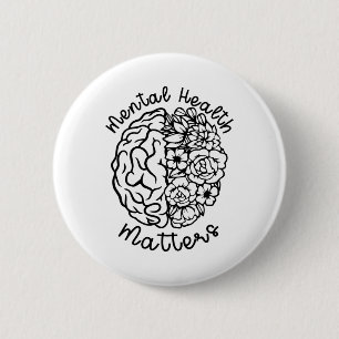 Badge Rond 5 Cm Problèmes de sensibilisation à la santé Fleurs Cer