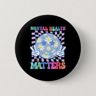 Badge Rond 5 Cm Problèmes super de santé mentale Fleur Autisme Sou