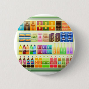 Badge Rond 5 Cm produits d'étagère de supermarché snacks