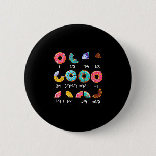 Badge Rond 5 Cm Prof de maths fraction de beignet retour à l'école