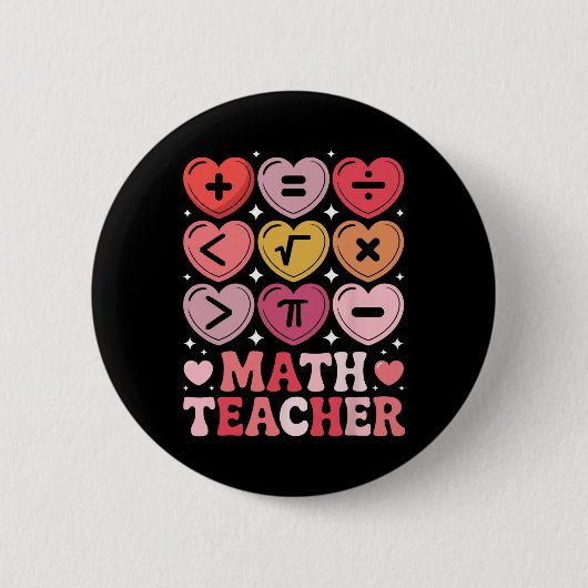 Badge Rond 5 Cm Prof de maths Symbole d'opération mathématique de (Devant)