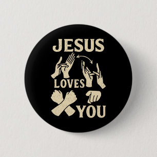 Badge Rond 5 Cm Professeur Asl Langue des Signes Américaine Chréti