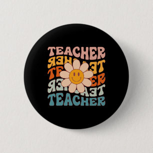 Badge Rond 5 Cm Professeur Daisy Colorful - Enseignant de l'école