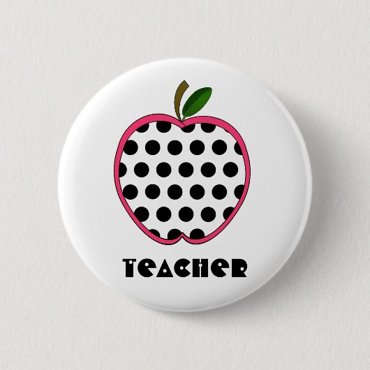 Badge Rond 5 Cm Professeur d'Apple de point de polka (Devant)