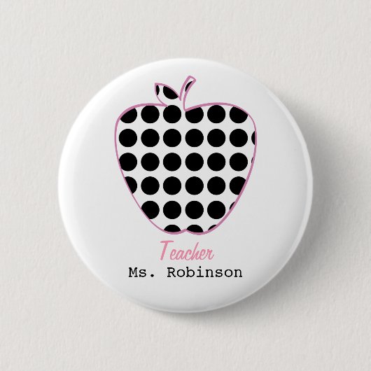Badge Rond 5 Cm Professeur d'Apple de point de polka (Devant)