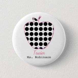 Badge Rond 5 Cm Professeur d'Apple de point de polka