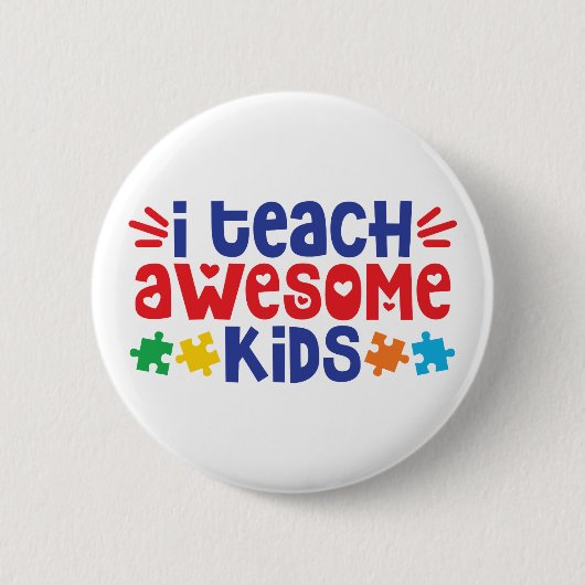 Badge Rond 5 Cm Professeur d'autisme | J'Apprends Aux Enfants Éton (Devant)