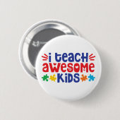 Badge Rond 5 Cm Professeur d'autisme | J'Apprends Aux Enfants Éton (Devant & derrière)