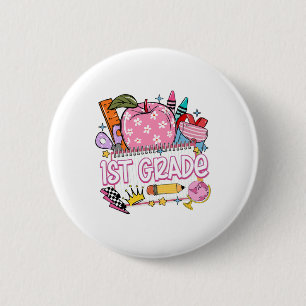 Badge Rond 5 Cm Professeur de 1re année Retour à l'école Apple Not