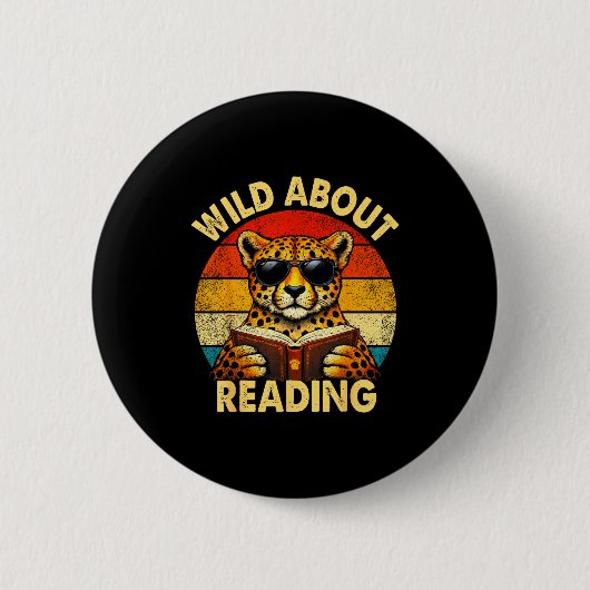 Badge Rond 5 Cm Professeur de lecture enfants garçons guépard amat (Devant)