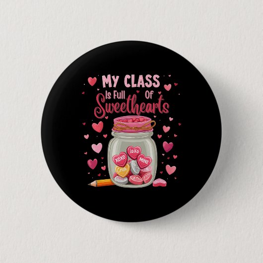 Badge Rond 5 Cm Professeur de pot de bonbons de la Saint-Valentin  (Devant)