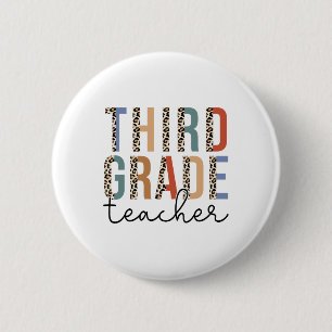 Badge Rond 5 Cm Professeur de troisième année Léopard Joyeux premi