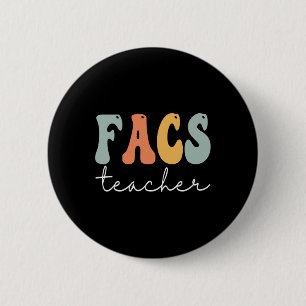 Badge Rond 5 Cm Professeur FACS Retro Super Vintage Joyeux premier