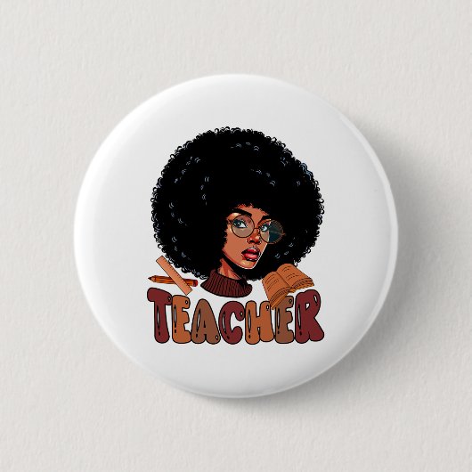 Badge Rond 5 Cm Professeur Fier Costume d'équipe d'emploi Afro Man (Devant)
