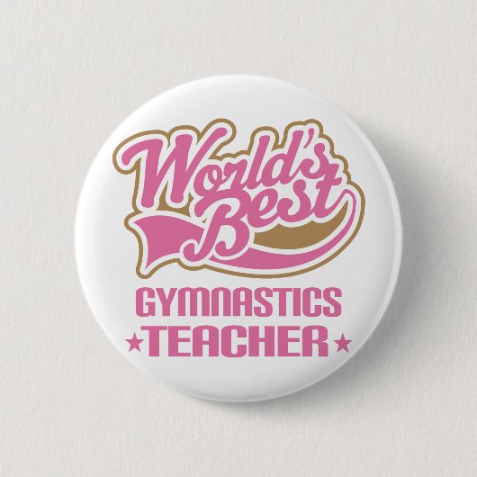 Badge Rond 5 Cm Professeur mignon de gymnastique (Devant)