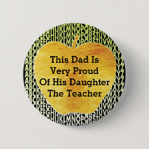 Badge Rond 5 Cm Professeur - or Apple