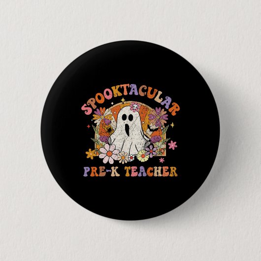 Badge Rond 5 Cm Professeur Pré-K Spooktacular Happy Halloween Matc (Devant)