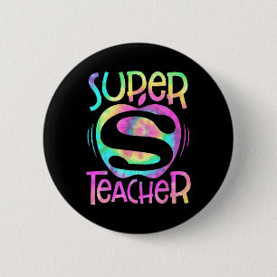 Badge Rond 5 Cm Professeur Retour À L'École Pomme Tie Dye Funny Pr