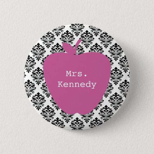 Badge Rond 5 Cm Professeur rose de damassé d'Apple (Devant)