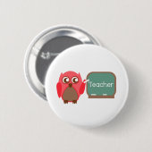 Badge Rond 5 Cm Professeur rouge de hibou au tableau (Devant & derrière)