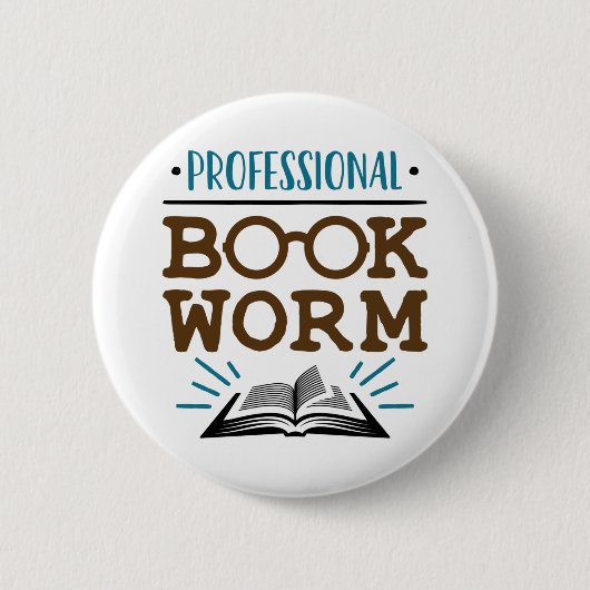 Badge Rond 5 Cm Professional Bookworm Avid Book Reader (Devant)
