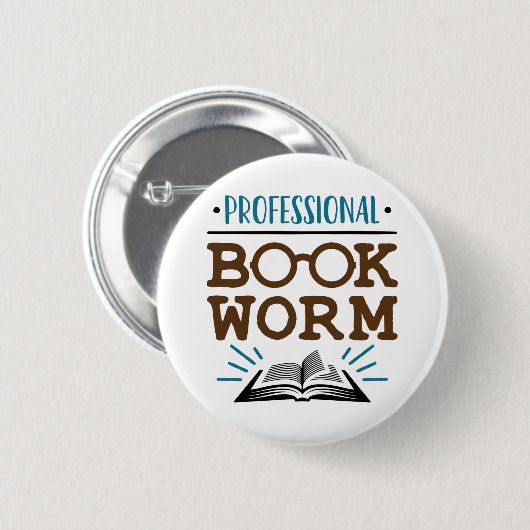 Badge Rond 5 Cm Professional Bookworm Avid Book Reader (Devant & derrière)