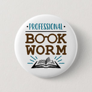 Badge Rond 5 Cm Professional Bookworm Avid Book Reader