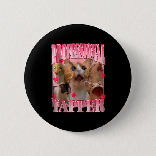 Badge Rond 5 Cm Professional Yapper Cat Funny Oddly Specific Dank  (Devant)