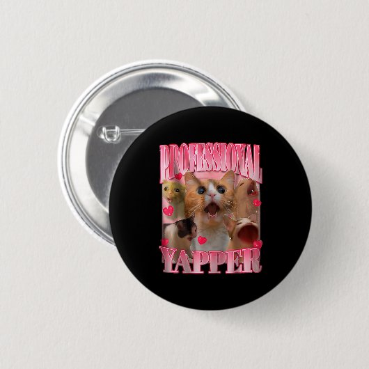 Badge Rond 5 Cm Professional Yapper Cat Funny Oddly Specific Dank (Devant & derrière)