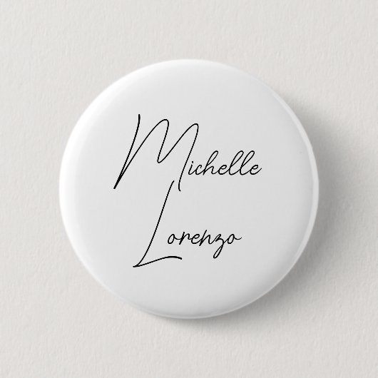 Badge Rond 5 Cm Professionnel Moderne Simple Noir & Blanc (Devant)