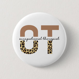 Badge Rond 5 Cm Professithérapeute OT cheetah cadeaux