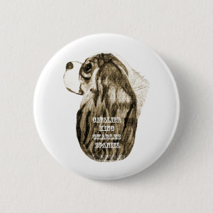 Badge Rond 5 Cm Profil cavalier d'antiquité d'épagneul du Roi