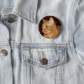 Badge Rond 5 Cm Profil de visage de chat Tabou orange (En situation)
