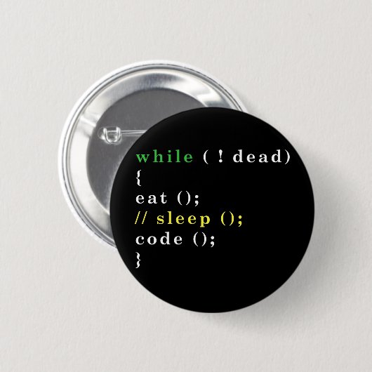 Badge Rond 5 Cm Programme Eat Code Sleep (Devant & derrière)
