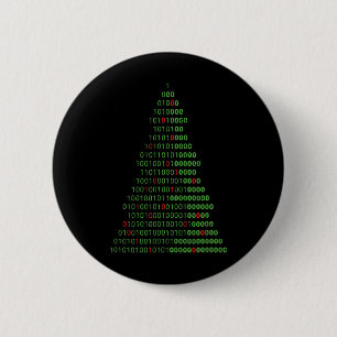 Badge Rond 5 Cm Programmeurs Informatiques Binary Christmas Tree E