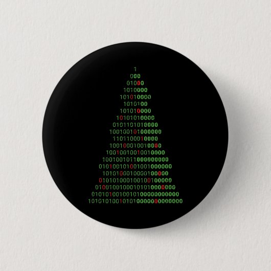 Badge Rond 5 Cm Programmeurs Informatiques Binary Christmas Tree E (Devant)