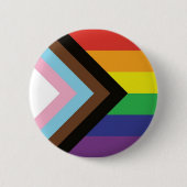 Badge Rond 5 Cm Progrès drapeau arc-en-ciel Fierté de la diversité (Devant)