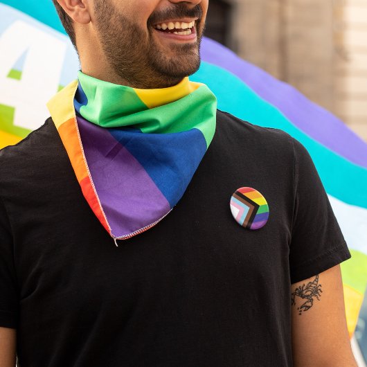 Badge Rond 5 Cm Progrès drapeau arc-en-ciel Fierté de la diversité
