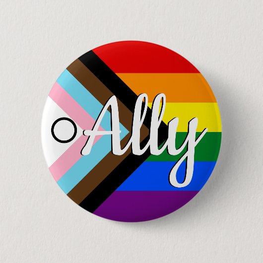 Badge Rond 5 Cm Progrès Fierté avec J'encercle le bouton Ally (Devant)